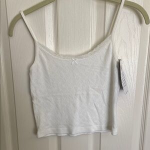 Brandy Melville White Lace Trim Crop Cami Top
